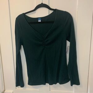 Nwt Green Cinched Front Top